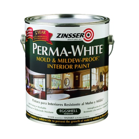 Zinsser Interior Paint, Eggshell, water Base, White, 1 gal 02771